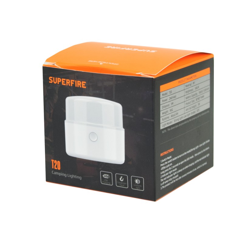 Кемпинговый фонарь Superfire T20 с перезарядкой и мощностью 2 Вт