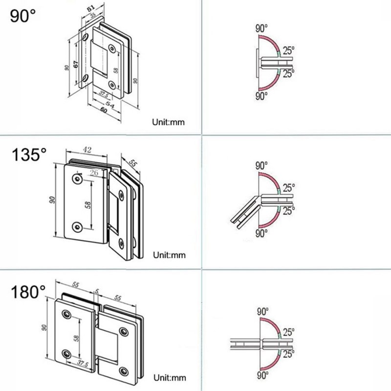 Гидравлическая петля-доводчик для стеклянных дверей душа G-180