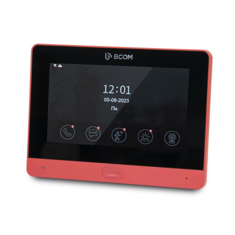 Комплект Wi-Fi видеодомофона 7" BCOM BD-760FHD/T Red с поддержкой Tuya Smart + BT-400FHD Black