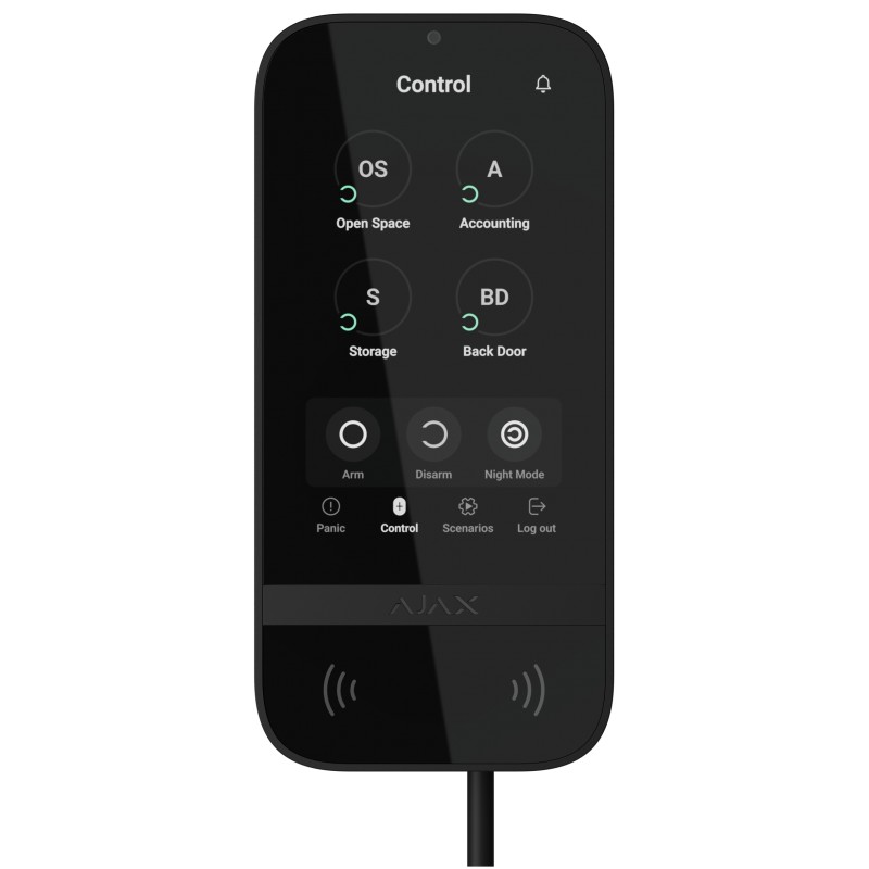 Бездротова клавіатура з сенсорним екраном Ajax KeyPad TouchScreen Fibra Black