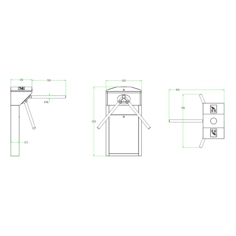 Турникет-трипод ZKTeco TS1022 Pro с контроллером, считывателем отпечатка пальца и RFID карт