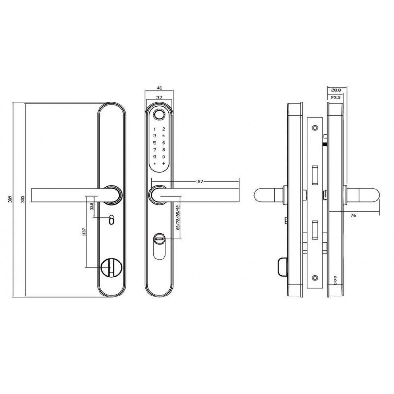 Розумний дверний біометричний замок SEVEN LOCK SL-7761BF silver (без врізної частини)