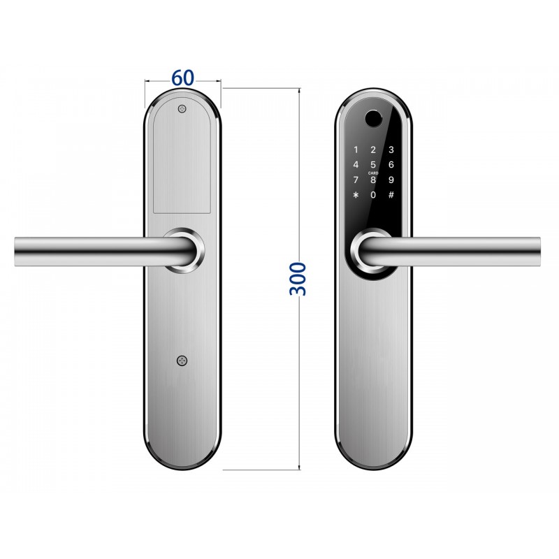 Розумний дверний біометричний замок SEVEN LOCK SL-7768BF silver (без врізної частини)