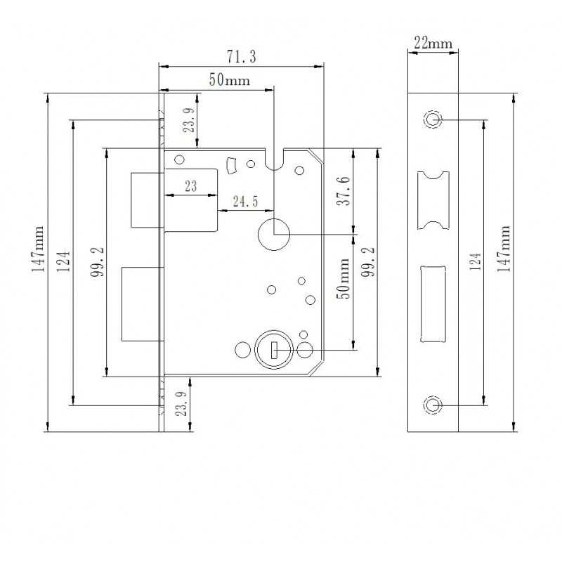 Розумний дверний біометричний замок SEVEN LOCK SL-7740BF black (врізна частина 5050)