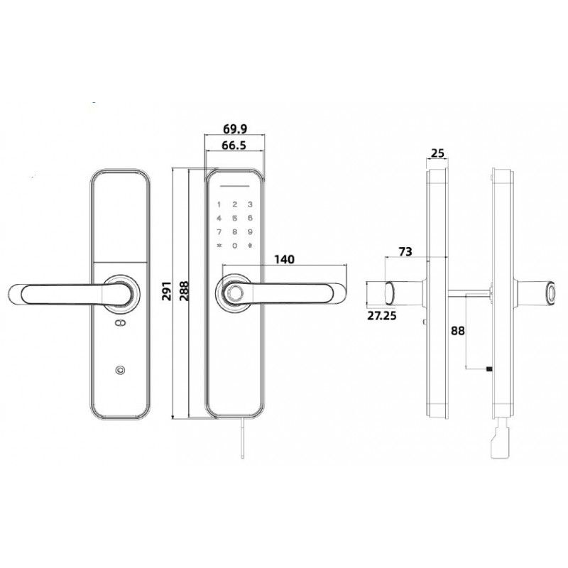 Умный дверной биометрический замок SEVEN LOCK SL-7766BF black (без врезной части)