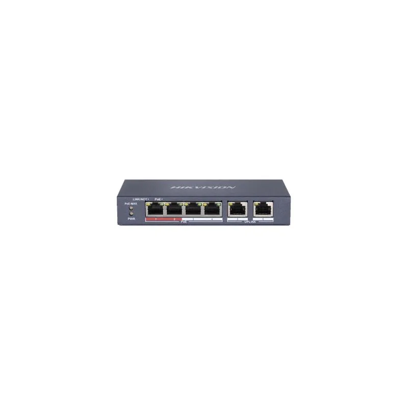 Комутатор 4 порти некерований Hikvision DS-3E0106P-E/M POE