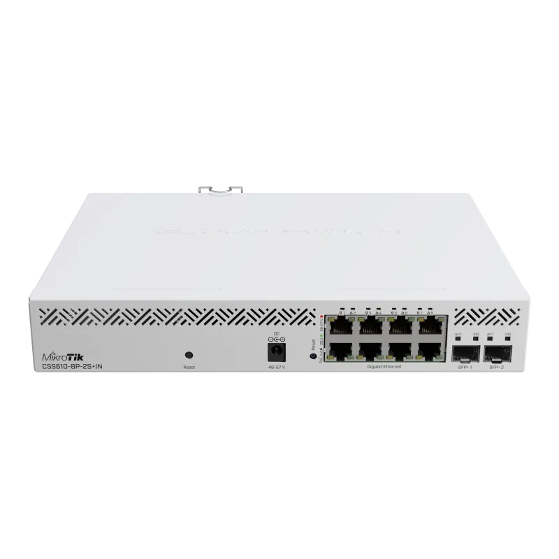 Комутатор 8 портів керований MikroTik CSS610-8P-2S+IN PoE