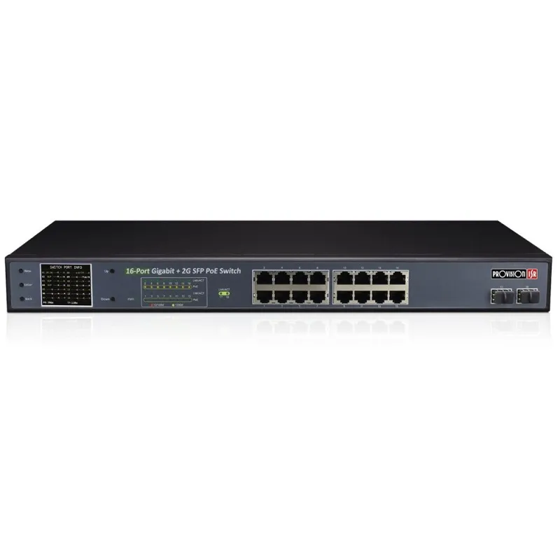 Некерований PoE-комутатор Provision-ISR PoES-16250GCL+2SFP з 16 портами PoE
