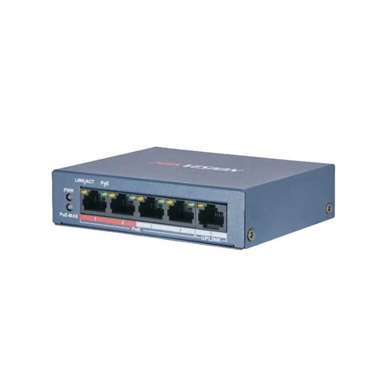 Комутатор 4 порти некерований Hikvision DS-3E0105P-E/M(B) POE