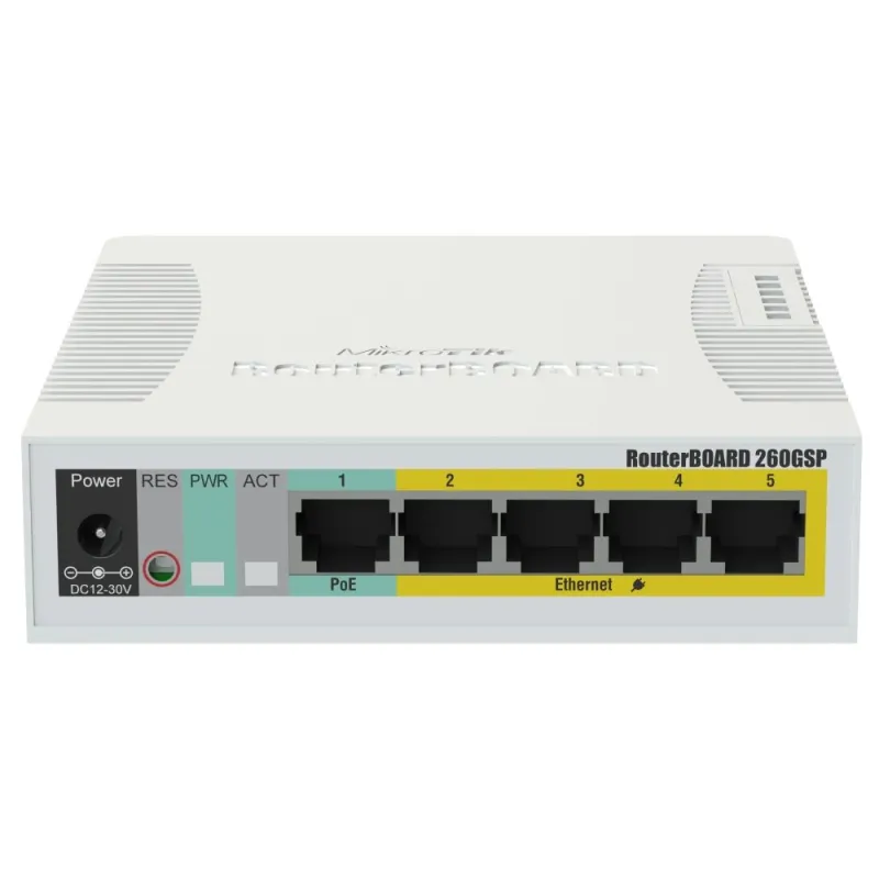 Комутатор 5 портів керований MikroTik RB260GSP (CSS106-1G-4P-1S) PoE