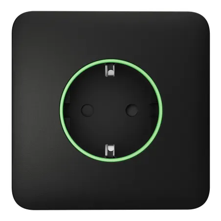 Розумна вбудована розетка з функцією моніторингу споживання електроенергії Ajax Outlet [type F] Jeweller Black
