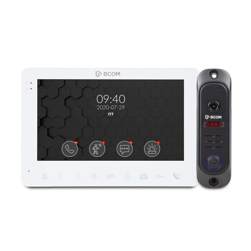 Комплект відеодомофона BCOM BD-780 White Kit: відеодомофон 7" і відеопанель