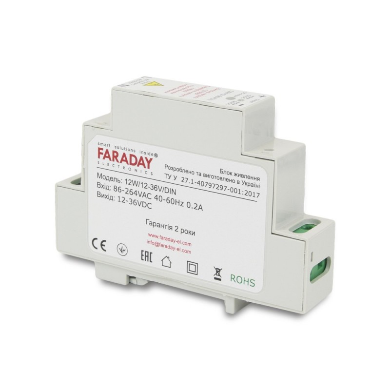 Блок питания Faraday Electronics 12W/12-36V/DIN для крепления на DIN рейку