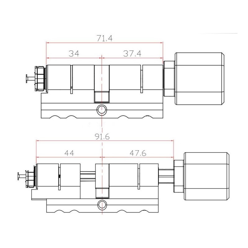 Розумний дверний біометричний замок (циліндр) SEVEN LOCK SL-7774BF black (35-90мм)