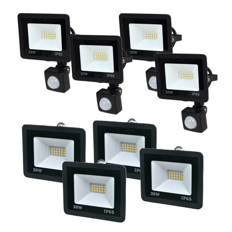 Комплект 4+4 світлодіодних прожектори Lightwell 20W: 4 x LW-FL-B-20 и 4 x LW-FL-B-20-S з датчиком руху