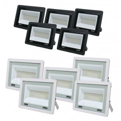 Комплект 5+5 світлодіодних прожекторів Lightwell 50W: 5 x LW-FL-B-50 та 5 x LW-FL-W-50