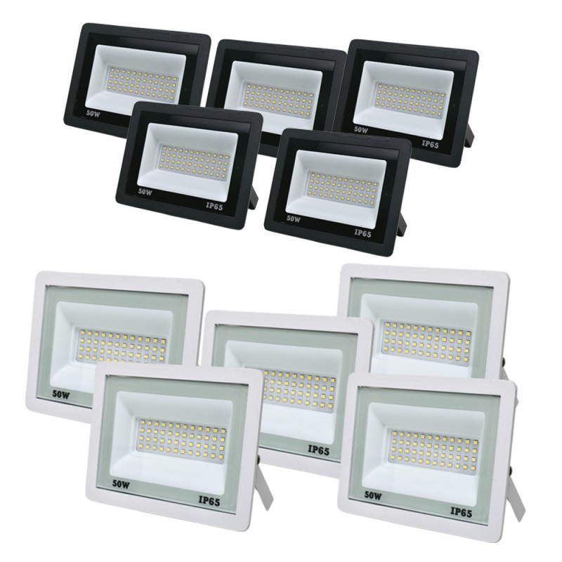 Комплект 5+5 светодиодных прожекторов Lightwell 50W: 5 x LW-FL-B-50 и 5 x LW-FL-W-50