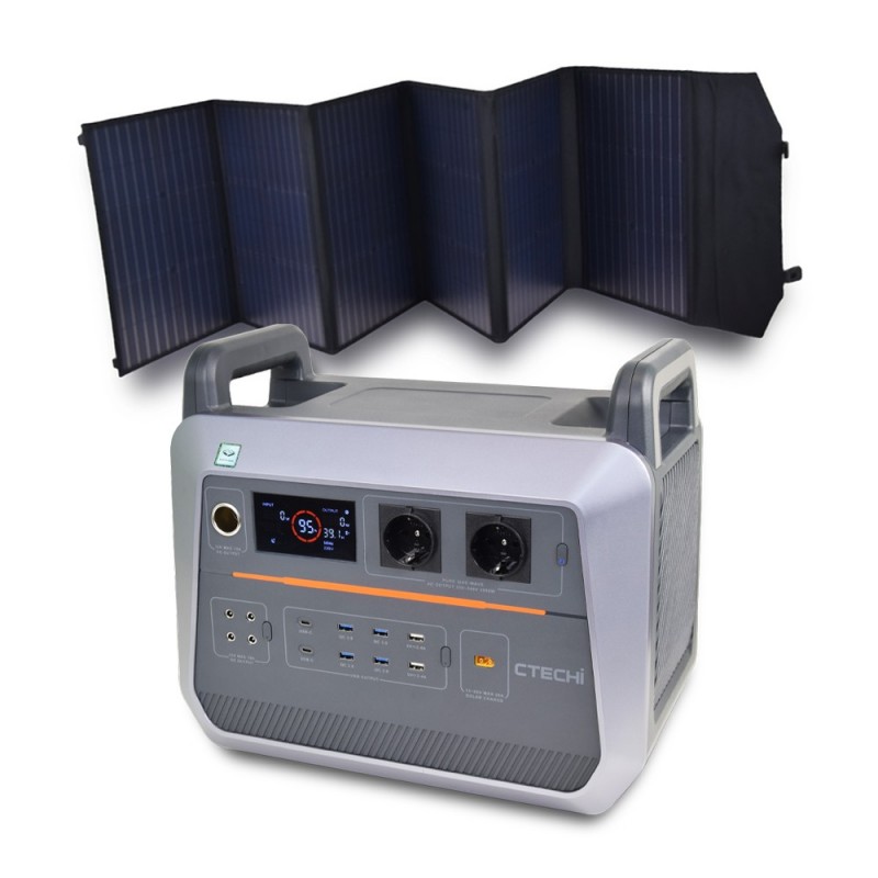 Комплект Зарядна станція CTECHI PPS-ST2000 + Сонячна панель New Energy Technology 200W Solar Charger